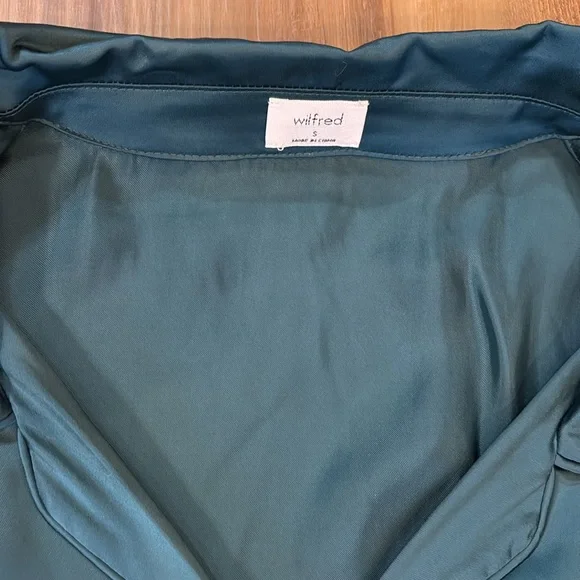 Aritzia NWT Marine aqua size small tie front Elegant Blouse - Picture 3 of 4